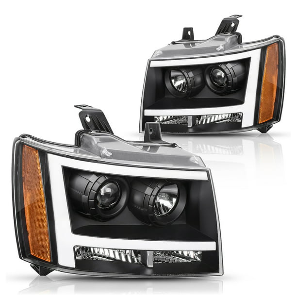 For 07-14 Chevy Avalanche Suburban Tahoe LED Tube Projector Headlights Lamps L+R 